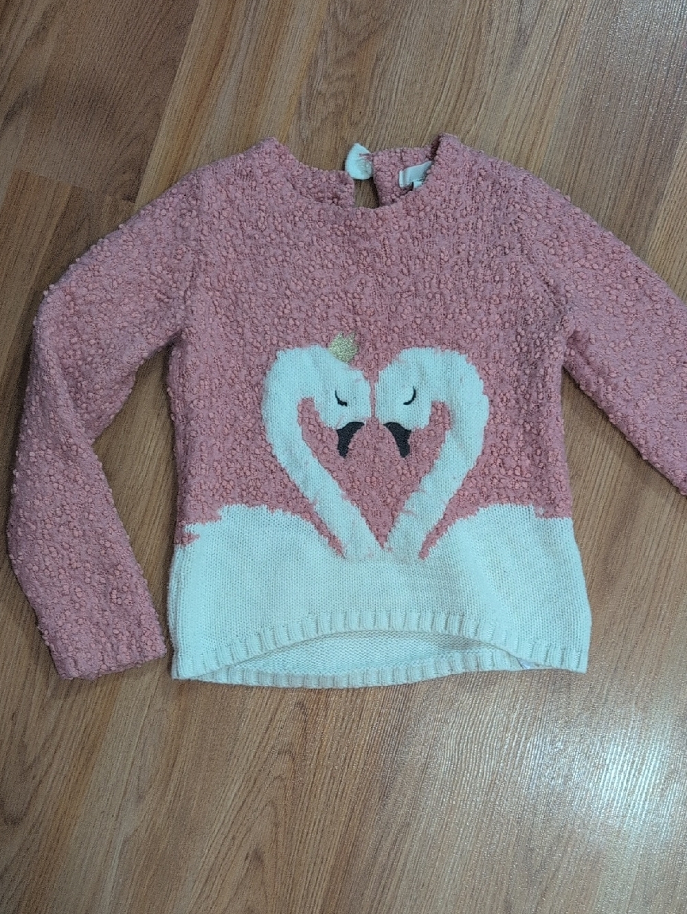 Girls Pink Swan Graphic Sweater